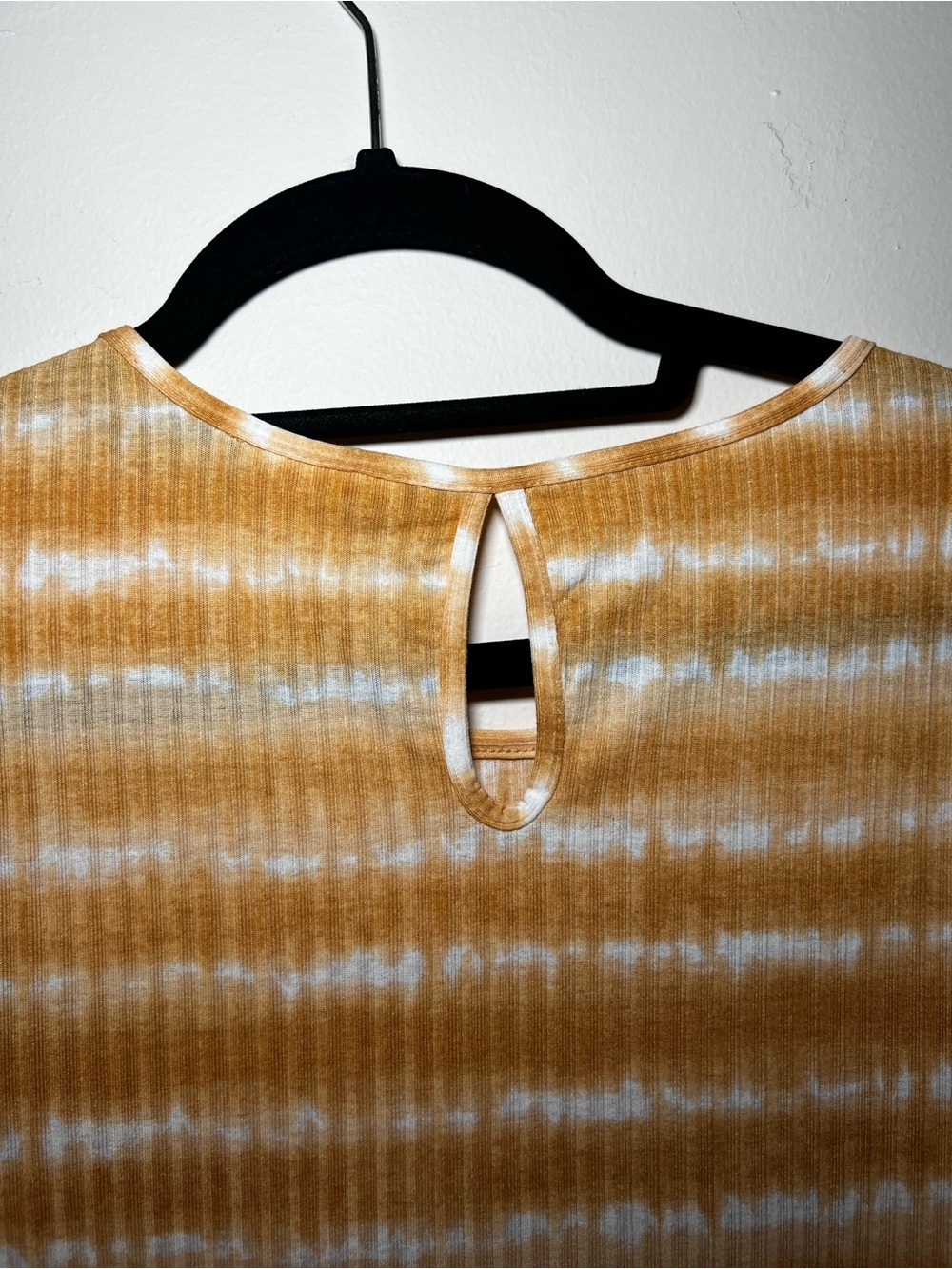 LuLaRoe Roselyn Smocked Flutter Sleeve Mustard and Cream Striped Midi Dress - Picture 4 of 5